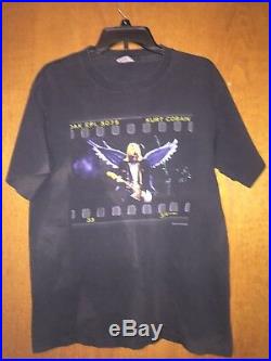 Vtg Rare Black 99 Kurt Cobain Nirvana Shirt Angel Wings End Music