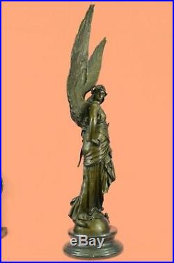 100% Bronze Angel Statue with Large Wings and Armor Decorative 3ft total height