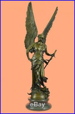 100% Bronze Angel Statue with Large Wings and Armor Victory Goddess Art statue