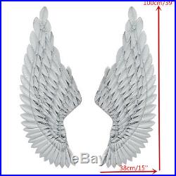 100cm Large Antique Silver Angel Wings Iron Wall Mounted Hanging Art Home Decor