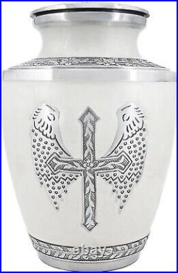 10 Cross Angel Wings Cremation Urn Engraved For Human Ashes Funeral Burial Urn