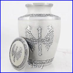 10 Cross Angel Wings Cremation Urn Engraved For Human Ashes Funeral Burial Urn