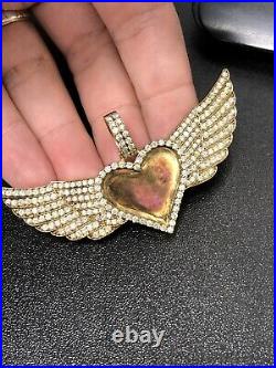 10k Gold 216 Diamonds Guardian Angel Wings Pendant Large TraxNYC Designed NR