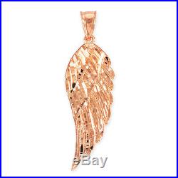10k Rose Gold Diamond Cut Angel Wing Pendant Size L Large