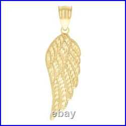 10kt Yellow Gold Womens Angel Wing Angel Necklace 31.6mm Large Charm Pendant