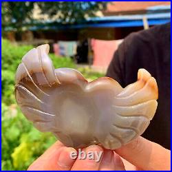 110G Natural and beautiful agate earth heart-shaped angel wings Druze large gem