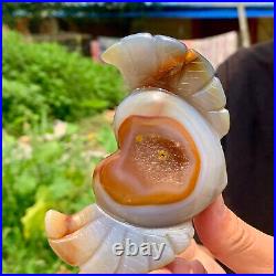 110G Natural and beautiful agate earth heart-shaped angel wings Druze large gem