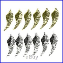 12pcs Antique Silver & Bronze Large Hollow Angel Wing Charms Pendants Crafts