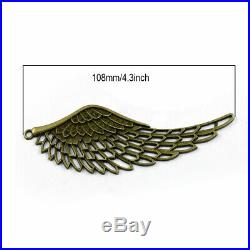 12pcs Antique Silver & Bronze Large Hollow Angel Wing Charms Pendants Crafts
