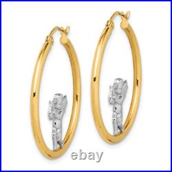 14K Yellow Gold Angel Hoop Earrings