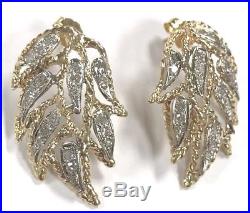 14 Karat Yellow Gold Large Statement Diamond Angel Wing Drop Stud Earrings E71