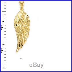 14k Gold Diamond Cut Angel Wing Pendant Size L Large