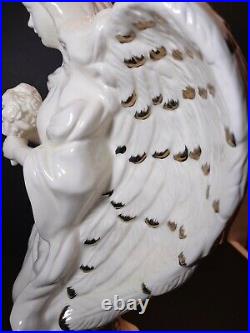 16Vintage White Porcelain Ceramic Angel Statue Figurine 18kt gold Wing Tips
