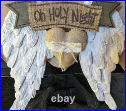 16 Large Angel Wings OH HOLY NIGHT Shabby Christmas Decor Door Hanger