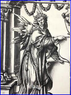 1911 Antique Print Holbein Stained Glass Window Painting Winged Angel Angels