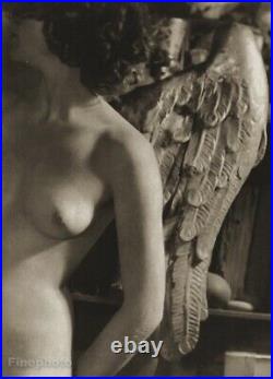 1951 Josef Sudek Female Nude Breast Angel Wings Vintage Photo Gravure Art