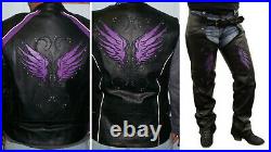 1952 Ladies Black or Purple Wing Design Motorcycle Jacket