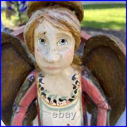1989 House of Hatten Large Christmas Angel Figurine Denise Calla Crack Back Wing