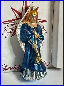 1995 Radko GRAND HEAVENLY TRIUMPH Ornament 98-122-GM Angel Wings 8 Blue Horn
