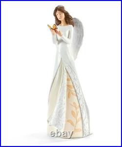 20 Angel with Butterfly in Hand with White Wings Elegant Statue Polyresin
