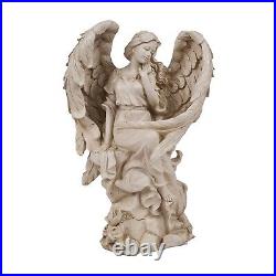 20in H Sitting Angel WithWings Out Art Sculpture Garden Decor Resin Statue Figure