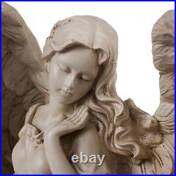 20in H Sitting Angel WithWings Out Art Sculpture Garden Decor Resin Statue Figure