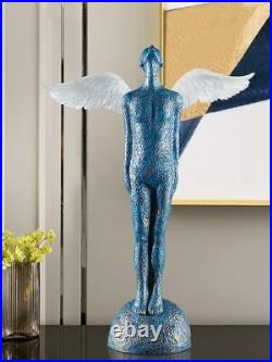 23 inch Angel Wings Nordic Figurine Statute Home Office Decor Blue Resin Figure