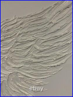 24 X 48 3-D texture angel wings Made With Compound And Acrylic Paint