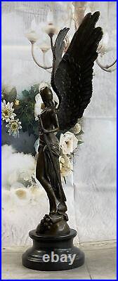 25 Inches Large Winged Victory Angel Leader Warrior Pure Bronze Copper Art Deco