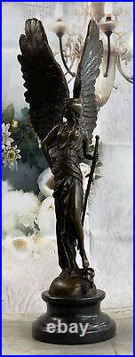 25 Inches Large Winged Victory Angel Leader Warrior Pure Bronze Copper Art Deco