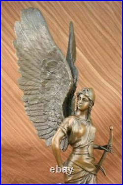 25 Inches Large Winged Victory Angel Leader Warrior Pure Bronze Copper Art Sculp