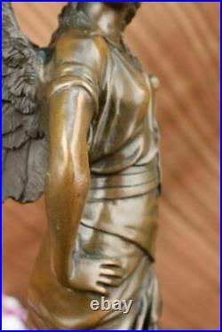25 Inches Large Winged Victory Angel Leader Warrior Pure Bronze Copper Art Sculp