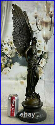 25 Inches Large Winged Victory Angel Leader Warrior Pure Bronze Copper Artwork