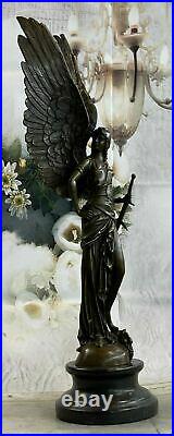 25 Inches Large Winged Victory Angel Leader Warrior Pure Bronze Copper Artwork