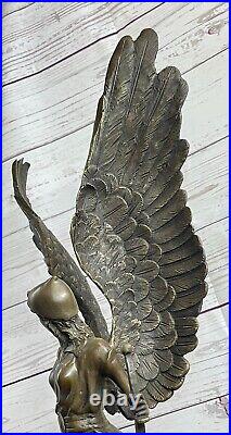 25 Inches Large Winged Victory Angel Leader Warrior Pure Bronze Copper Figurine