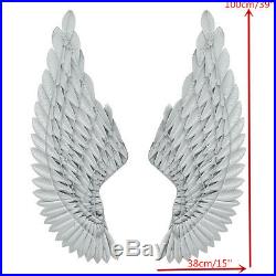 2X Large Antique Silver Angel Wing Chic Wall Mounted Hanging Art Home Decor 40'