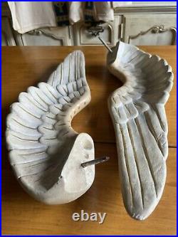 2 Large Antique Angel Wings For A Statue From Church Convent Heavy Plaster