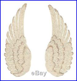 2-PC Large Textured Beige Angel Wings Wall Art High Quality Metal Sculpture 24L