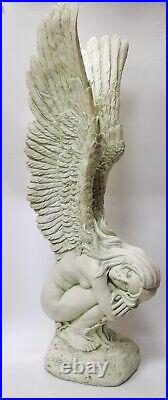 30in H Sleeping Angel WithWings Out Art Sculpture Garden Decor Resin Statue Figure