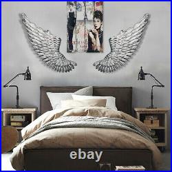 40'' Large Angel Wings Wall Mounted Hanging Antique Silver Iron Art Home
