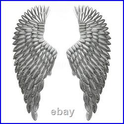 40'' Large Angel Wings Wall Mounted Hanging Antique Silver Iron Art Home Deco