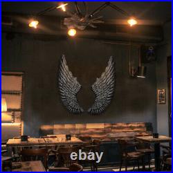 40'' Large Antique Silver Angel Wings Chic Wall Mounted Hanging Art Home