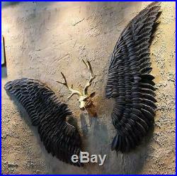 40'' Large Antique Silver Angel Wings Chic Wall Mounted Hanging Art Home Decor