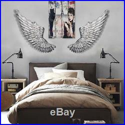 40'' Large Antique Silver Iron Angel Wings Wall Mounted Hanging Art Home Decor