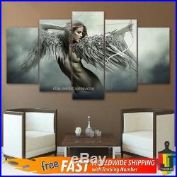 5 Pieces Home Decor Canvas Print Painting Wall Art Fantasy Angel Warrior Wing