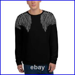 65 MCMLXV Unisex Black Angel Wings Print Sweatshirt