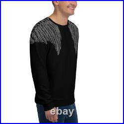 65 MCMLXV Unisex Black Angel Wings Print Sweatshirt