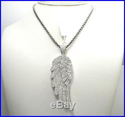 7.70ct Mens Ladies 14k White Real Solid Gold Angel Wing Diamond Large Pendant