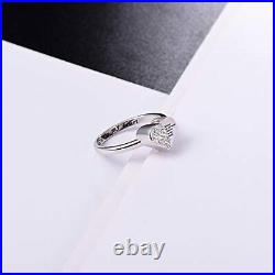 925 Sterling Silver Angel Wing CZ Heart Urn Ring Cremation Jewelry for Ashes