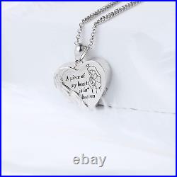 925 Sterling Silver Cremation Heart Urn Necklace Angel Wings Urn Necklaces for W
